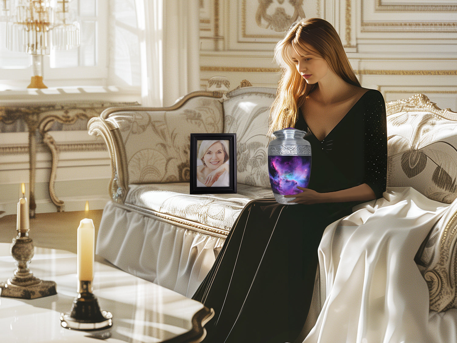 Purple Urns for Human Ashes – Cosmic Galaxy Full Size Adult Urn and Mini Keepsake Urn | MEILINXU — Made for Lasting Remembrance