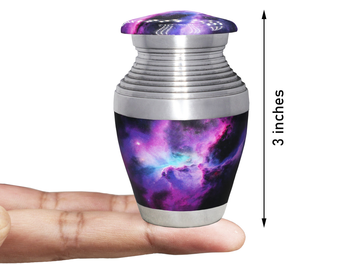 Purple Urns for Human Ashes – Cosmic Galaxy Full Size Adult Urn and Mini Keepsake Urn | MEILINXU — Secure and Considered Design