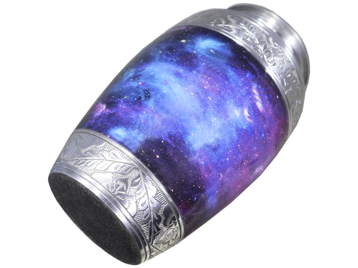 Blue Cremation Urns for Cremated Remains – Cosmic Galaxy Full Size Urn and Miniature Urn | MEILINXU — Distinctive Memorial Artwork