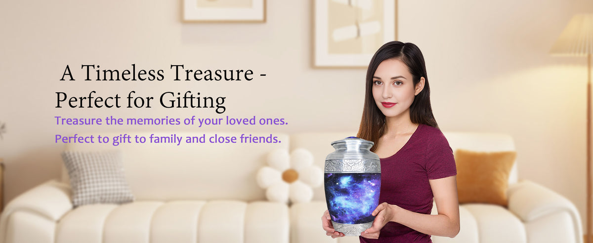 Blue Cremation Urns for Cremated Remains – Cosmic Galaxy Full Size Urn and Miniature Urn | MEILINXU — A Personal Memorial