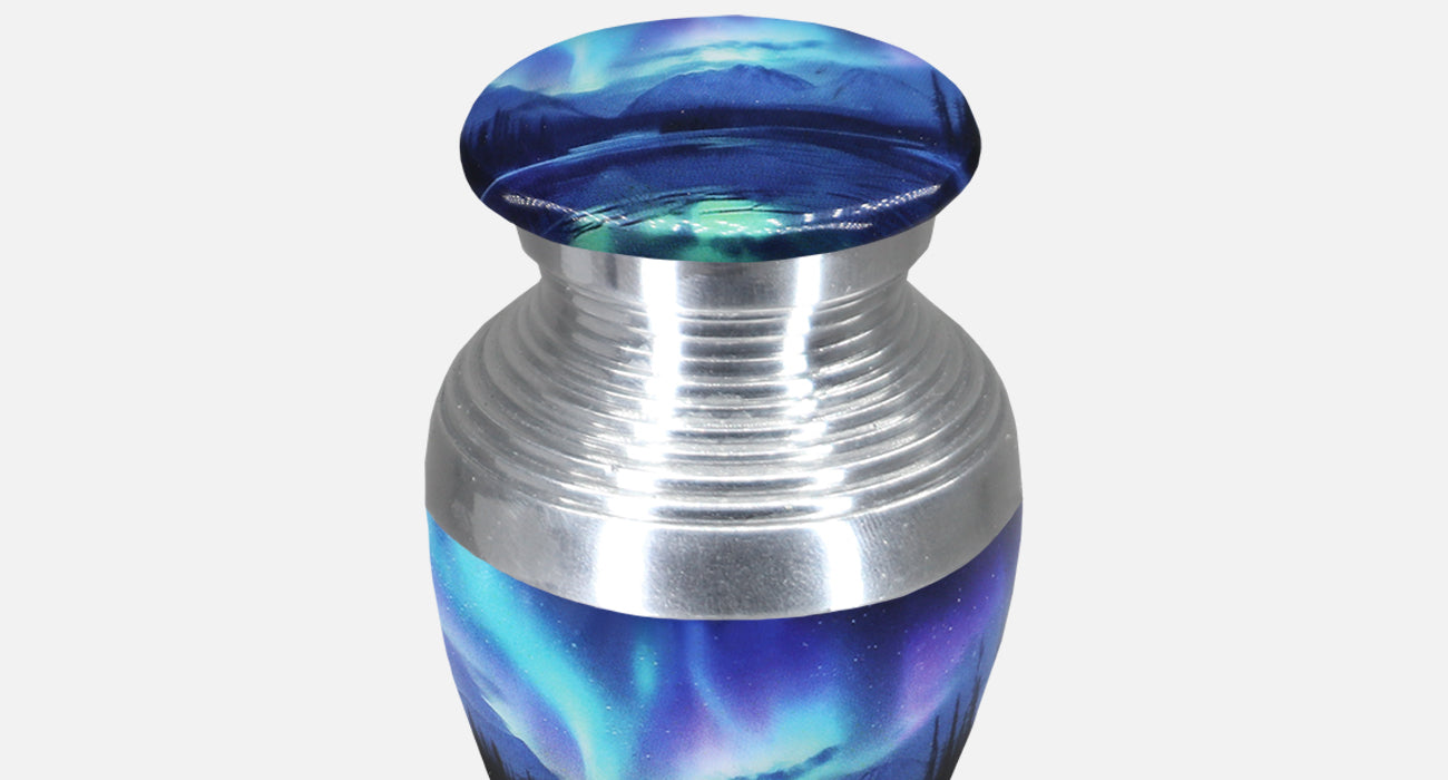Aurora Borealis Urn for Ashes – Northern Lights Adult Urn and Mini Keepsake Urn | MEILINXU — Made with Care