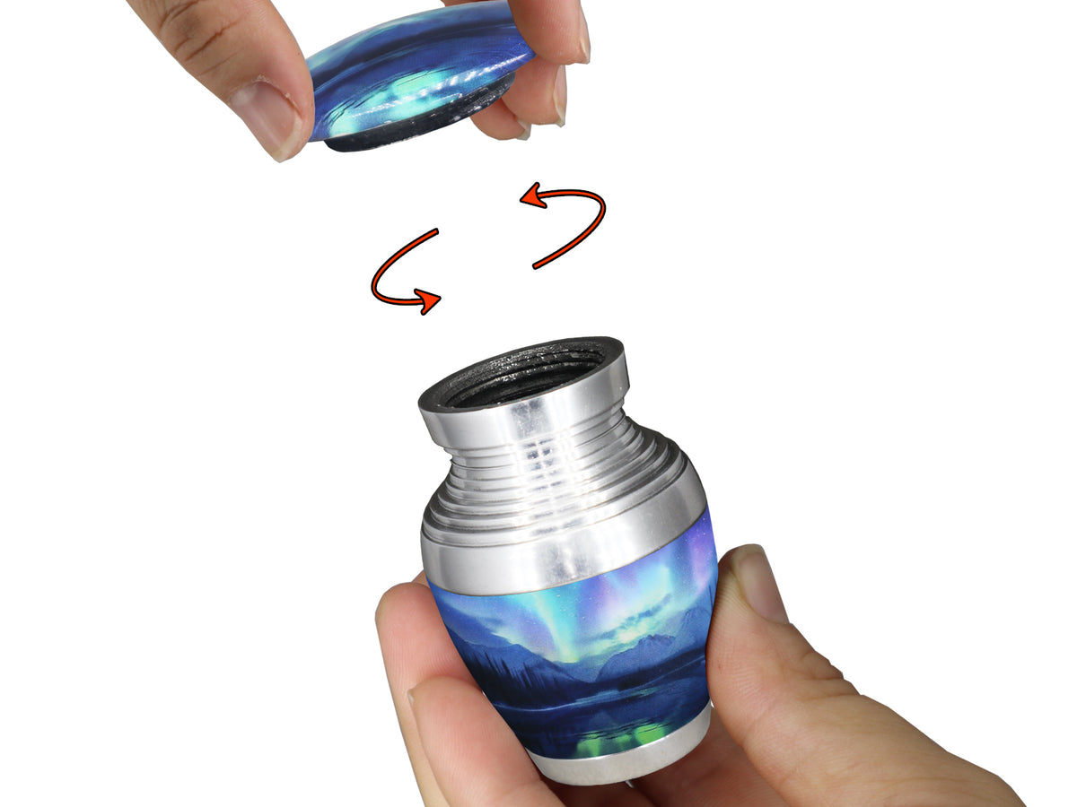 Aurora Borealis Urn for Ashes – Northern Lights Adult Urn and Mini Keepsake Urn | MEILINXU — Thoughtful Presentation