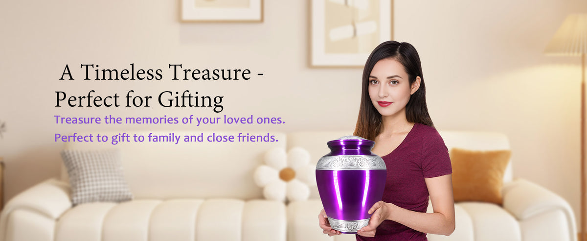 Purple Urns for Human Ashes – Silver Engraved Full Size Aluminum Adult Urn | MEILINXU — A Personal Memorial
