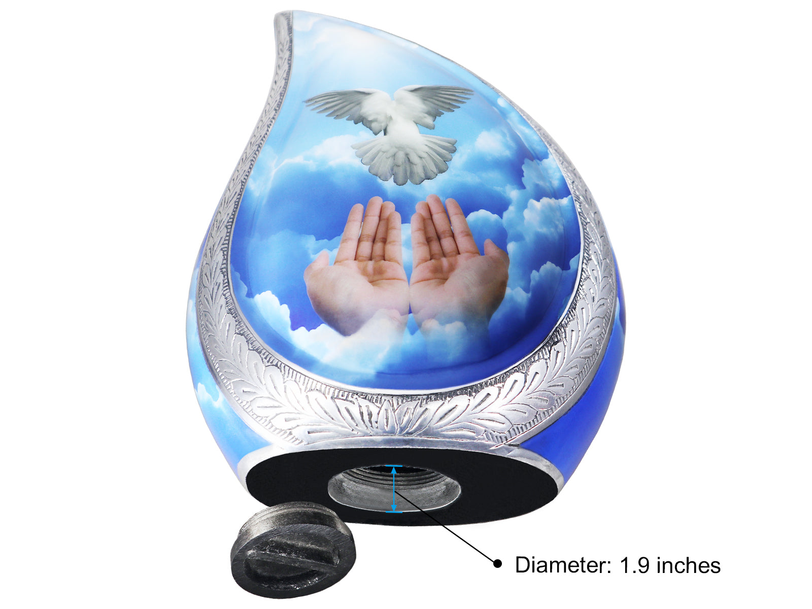 Dove Urn for Ashes – Blue Tear Drop Unique Cremation Urn, Large Adult Urn for Human Ashes | MEILINXU — Made with Care