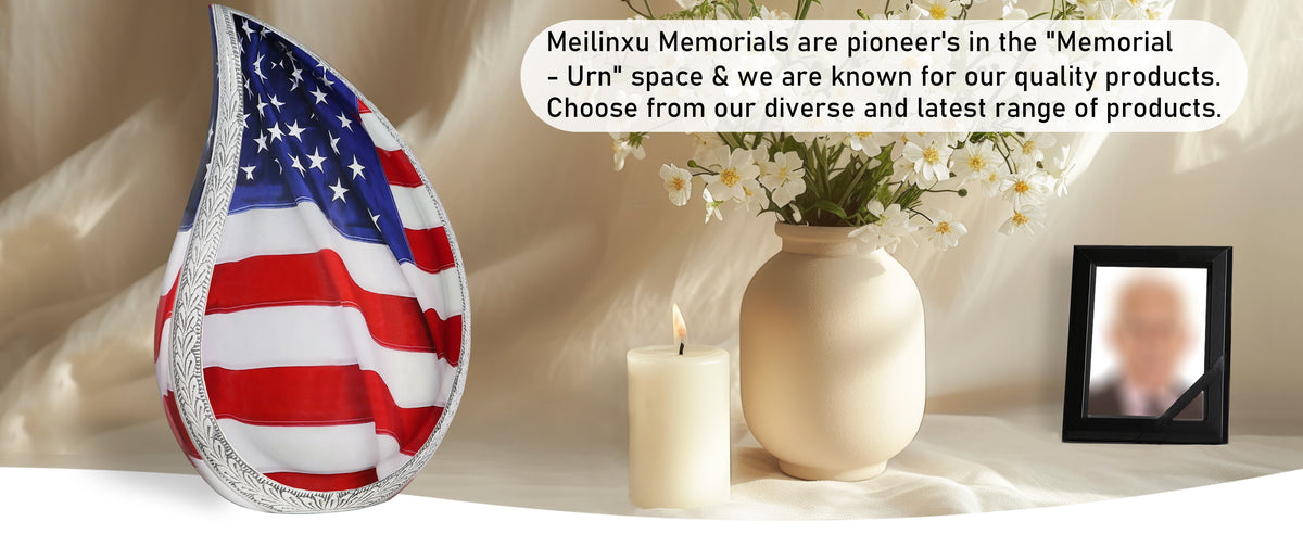 American Flag Urn for Ashes – Patriotic Teardrop Large Adult Urn for Human Ashes | MEILINXU — A Meaningful Memorial for Home or Niche
