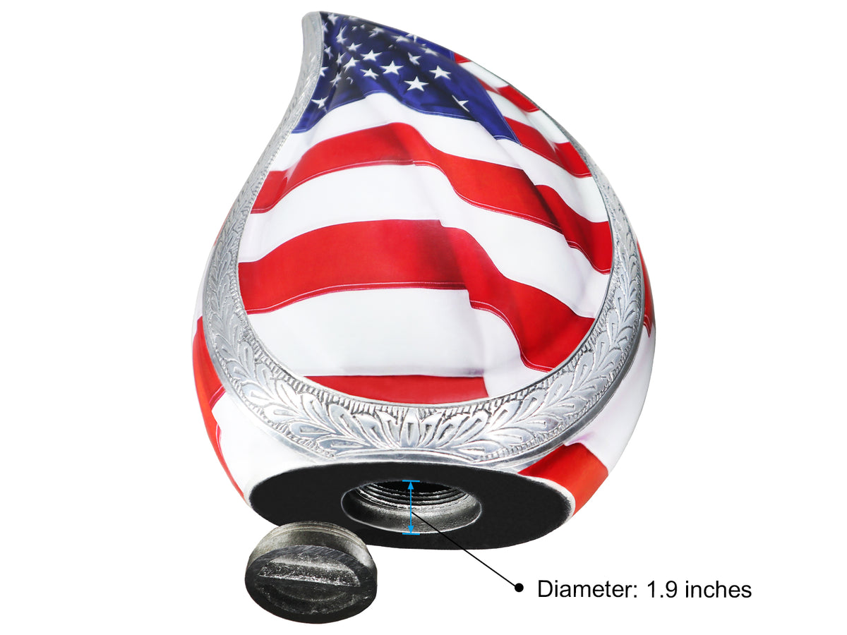 American Flag Urn for Ashes – Patriotic Teardrop Large Adult Urn for Human Ashes | MEILINXU — Made with Care
