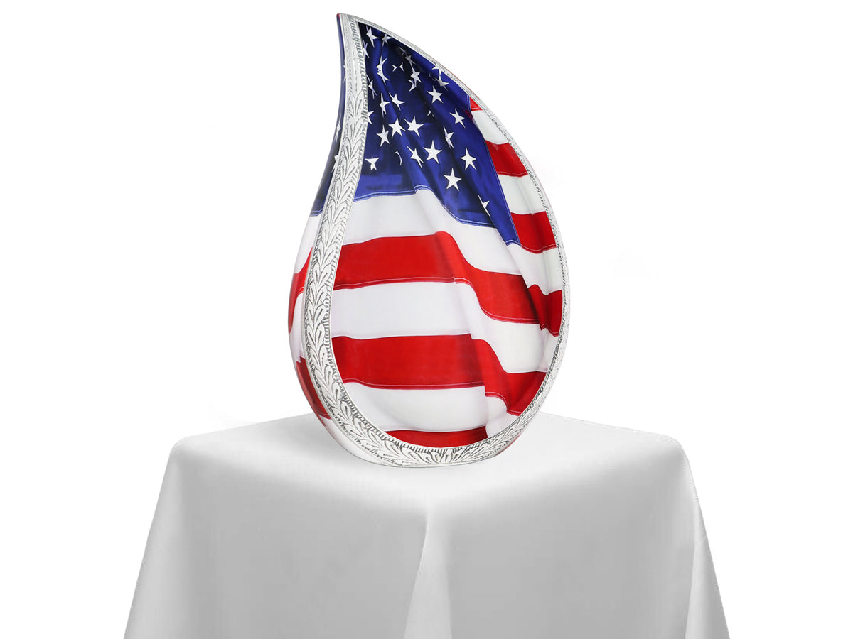 American Flag Urn for Ashes – Patriotic Teardrop Large Adult Urn for Human Ashes | MEILINXU — Secure and Considered Design