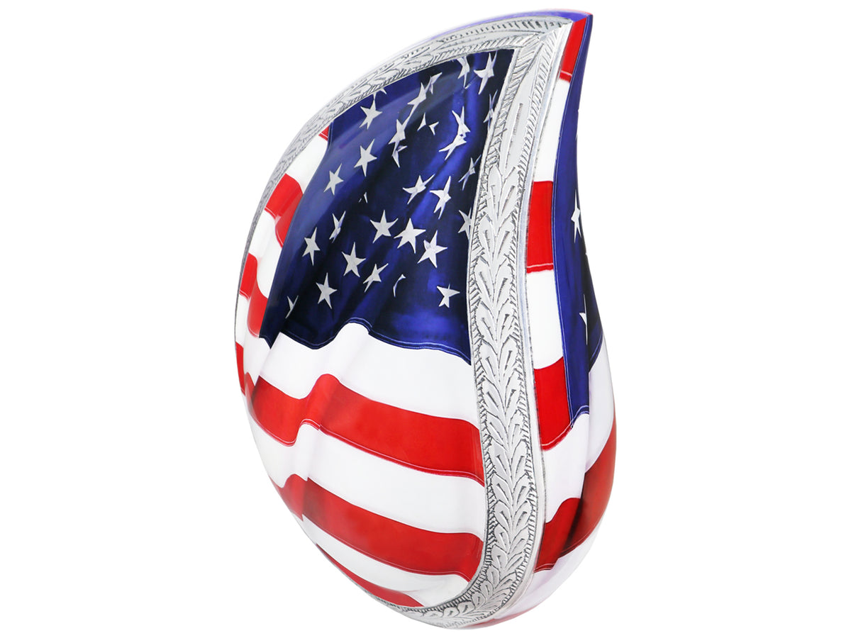 American Flag Urn for Ashes – Patriotic Teardrop Large Adult Urn for Human Ashes | MEILINXU — Thoughtful Presentation