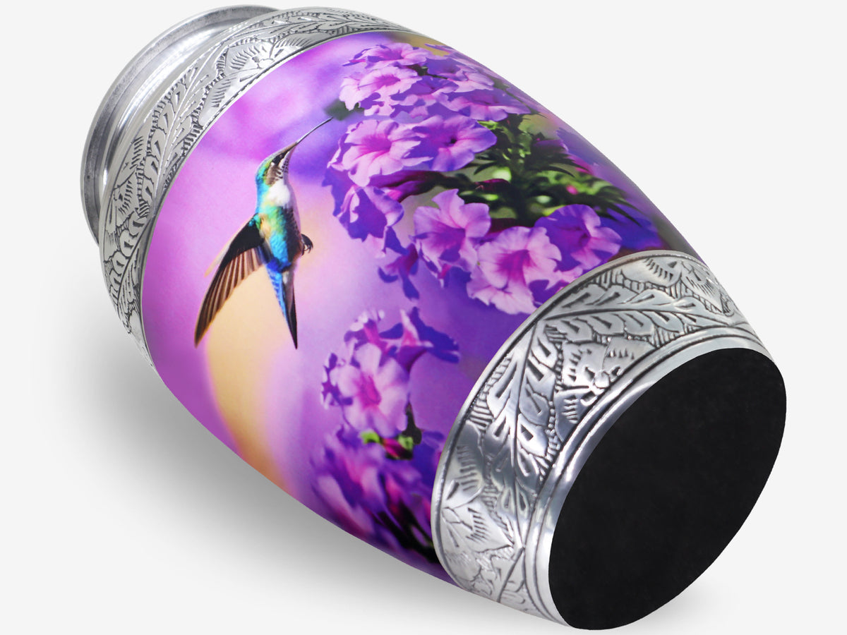 Purple Hummingbird Urn for Ashes – Floral Full Size Adult Cremation Urn for Human Ashes | MEILINXU — Made for Lasting Remembrance