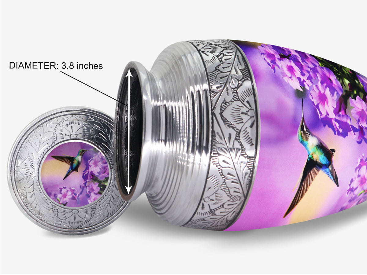 Purple Hummingbird Urn for Ashes – Floral Full Size Adult Cremation Urn for Human Ashes | MEILINXU — A Personal Memorial