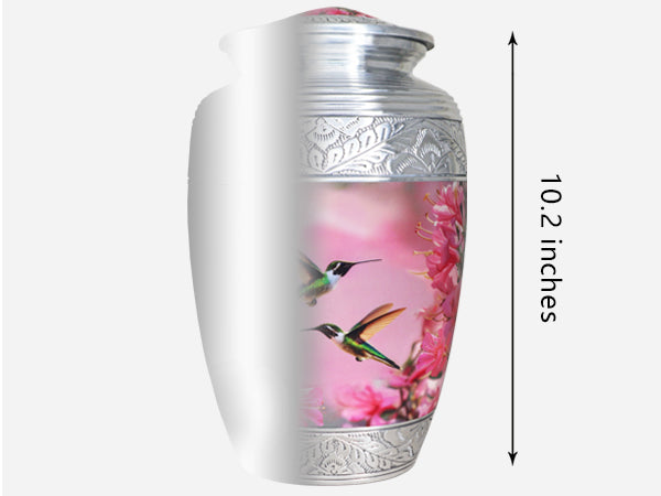 Pink Hummingbird Urn for Ashes – Floral Full Size Adult Cremation Urn for Human Ashes | MEILINXU — Made with Care