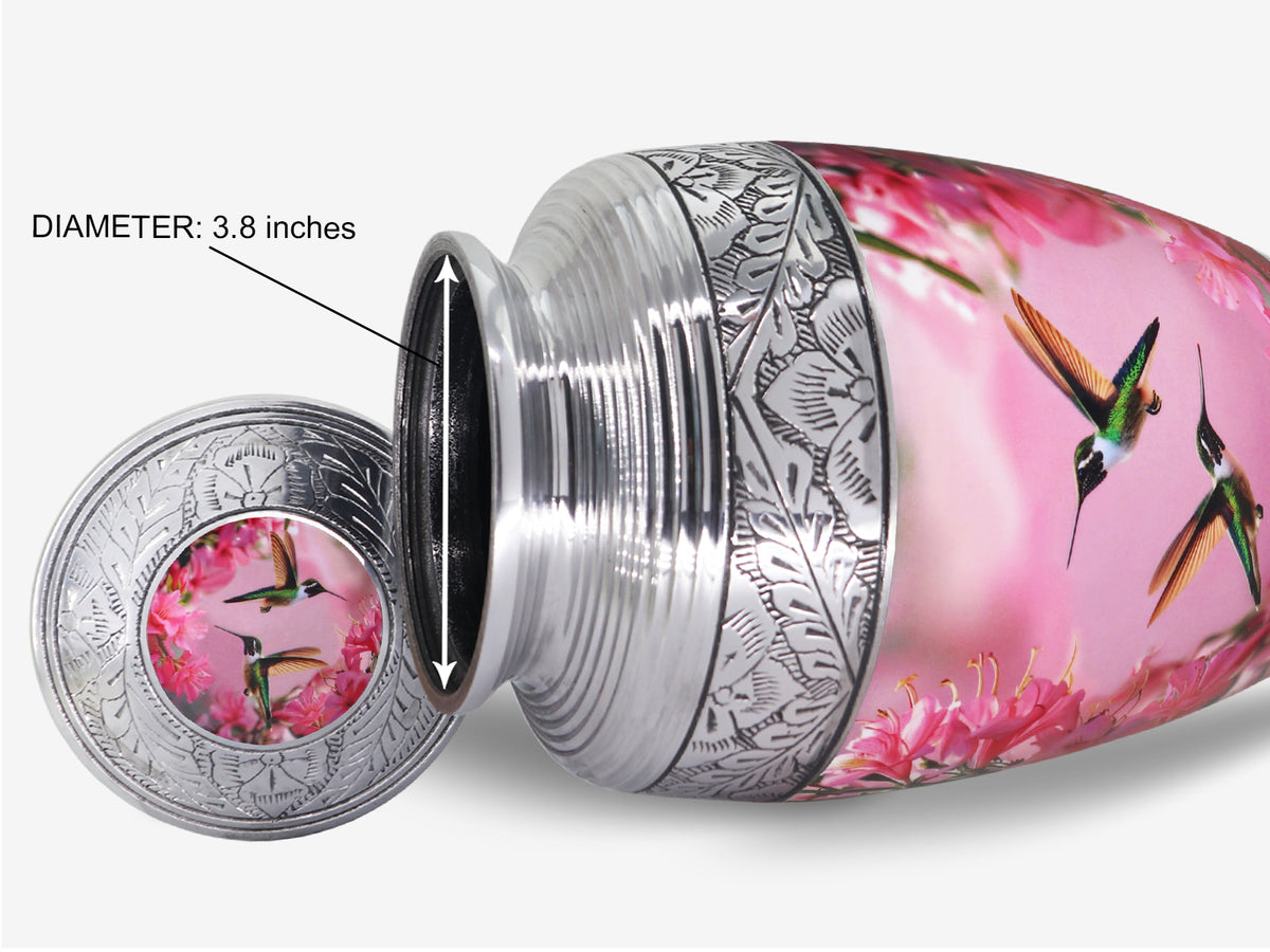 Pink Hummingbird Urn for Ashes – Floral Full Size Adult Cremation Urn for Human Ashes | MEILINXU — A Personal Memorial