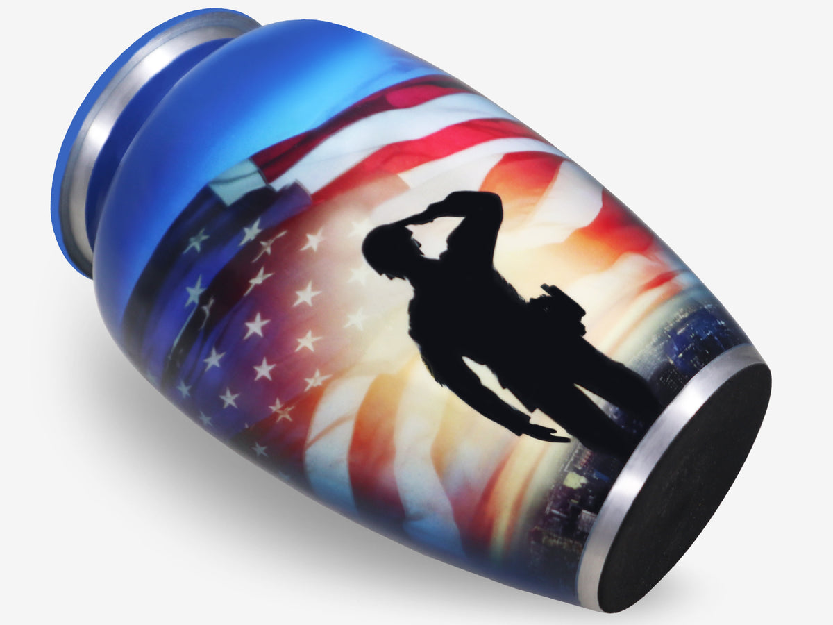 Veteran Urn with American Flag – Soldier Salute Large Adult Urn for Human Ashes | MEILINXU — Made for Lasting Remembrance