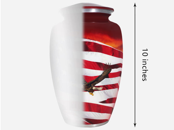 Eagle Urn for Ashes – Patriotic American Flag Veteran Big Adult Urn for Human Ashes | MEILINXU — Made with Care