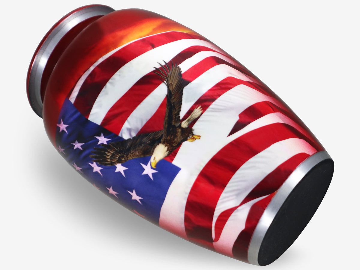 Eagle Urn for Ashes – Patriotic American Flag Veteran Big Adult Urn for Human Ashes | MEILINXU — Made for Lasting Remembrance