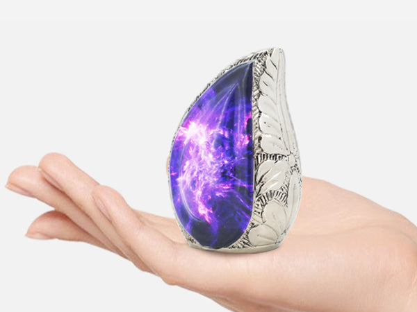 Amethyst Urn for Ashes – Cosmic Galaxy Full Size Urn, Brass Keepsake & 3 Mini Urns | MEILINXU — Made for Lasting Remembrance