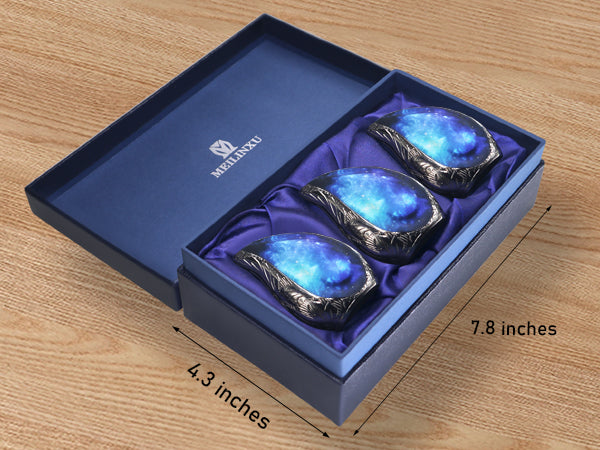Black and Blue Galaxy Urn – Cosmic Tear Drop Adult Urn, Brass Keepsake & Set of 3 | MEILINXU — Distinctive Memorial Artwork