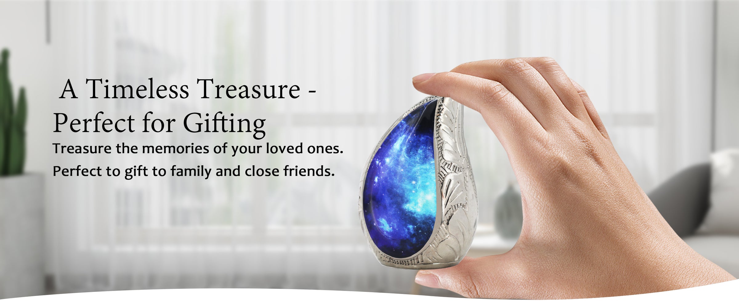 Black and Blue Galaxy Urn – Cosmic Tear Drop Adult Urn, Brass Keepsake & Set of 3 | MEILINXU — A Personal Memorial