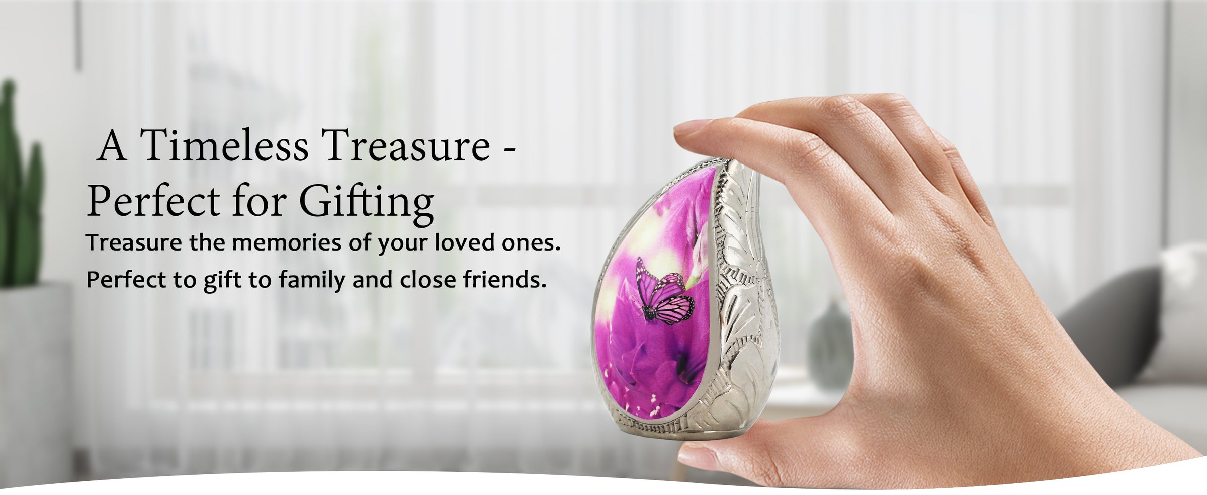 Purple Cremation Urns – Butterfly Tear Drop Adult Urn, Mini Keepsake Urn & Set of 3 | MEILINXU — A Personal Memorial