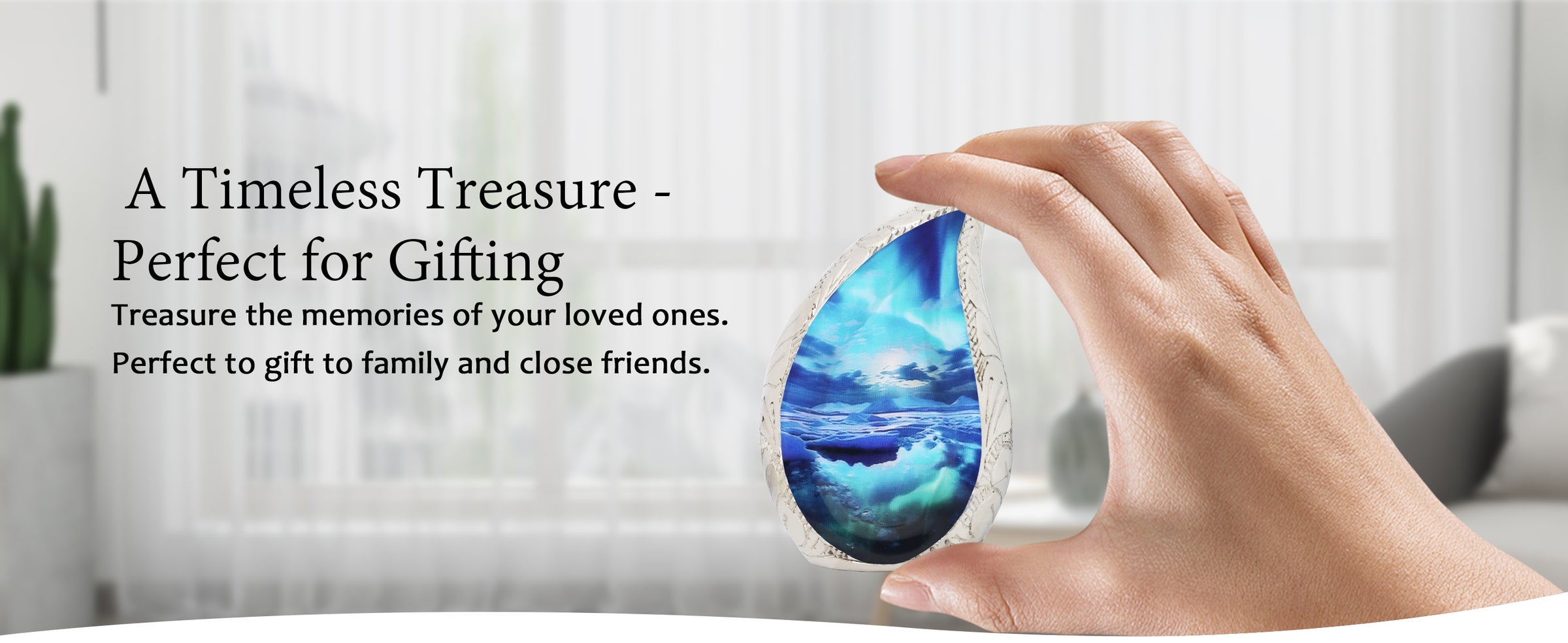 Turquoise Urn – Aurora Borealis Tear Drop Full Size Urn and Mini Brass Keepsake | MEILINXU — A Personal Memorial