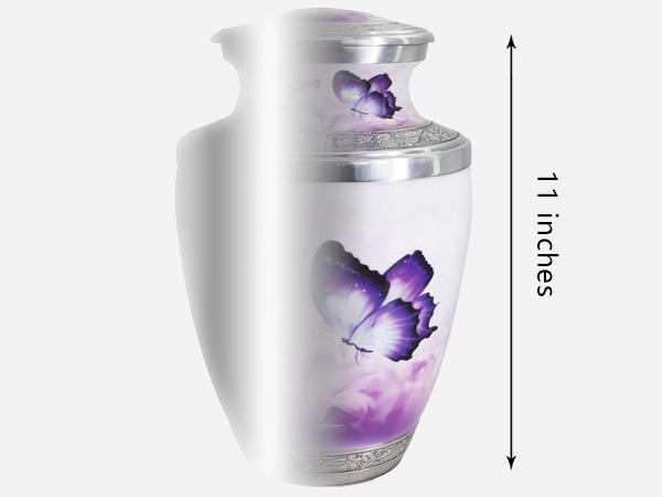 Purple Butterfly Urn for Ashes – Royal Floral Large Adult Urn & Small Keepsake Urn | MEILINXU — Made with Care