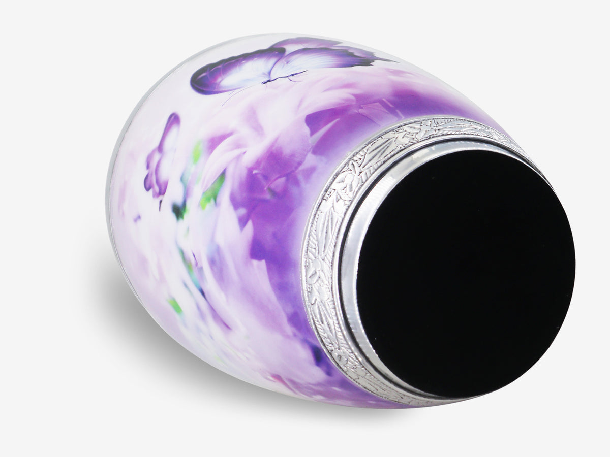 Purple Butterfly Urn for Ashes – Royal Floral Large Adult Urn & Small Keepsake Urn | MEILINXU — Made for Lasting Remembrance