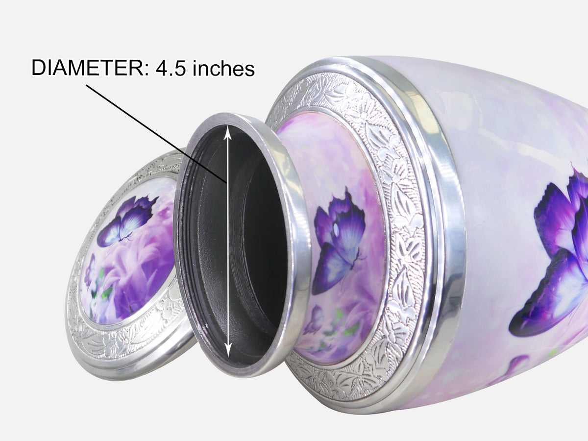 Purple Butterfly Urn for Ashes – Royal Floral Large Adult Urn & Small Keepsake Urn | MEILINXU — A Personal Memorial
