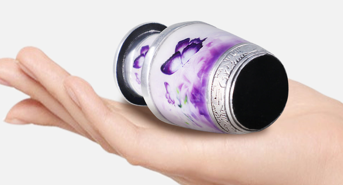 Purple Butterfly Urn for Ashes – Royal Floral Large Adult Urn & Small Keepsake Urn | MEILINXU — Made for Lasting Remembrance