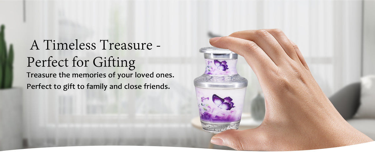 Purple Butterfly Urn for Ashes – Royal Floral Large Adult Urn & Small Keepsake Urn | MEILINXU — A Personal Memorial