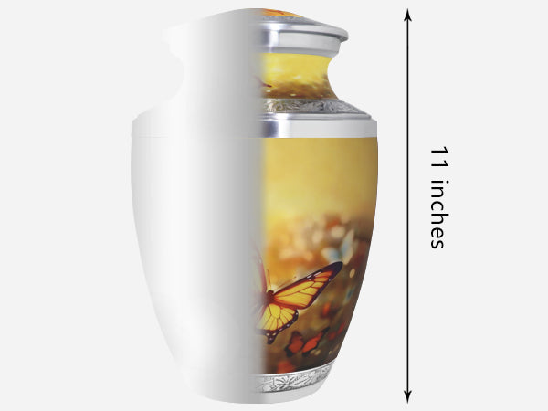 Yellow Butterfly Cremation Urn – Floral Adult Urn and Small Keepsake Urn for Human Ashes | MEILINXU — Made with Care