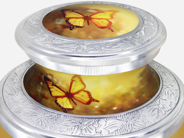 Yellow Butterfly Cremation Urn – Floral Adult Urn and Small Keepsake Urn for Human Ashes | MEILINXU — Secure and Considered Design
