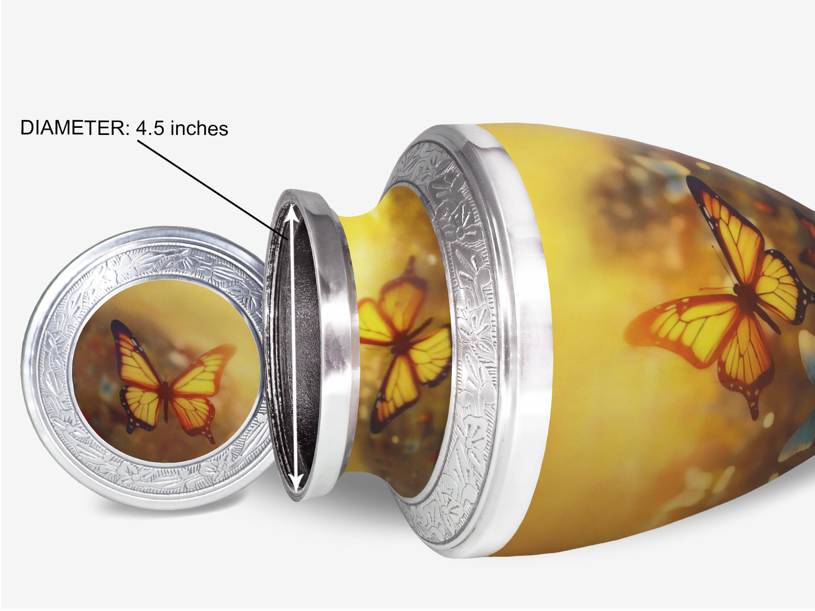 Yellow Butterfly Cremation Urn – Floral Adult Urn and Small Keepsake Urn for Human Ashes | MEILINXU — A Personal Memorial