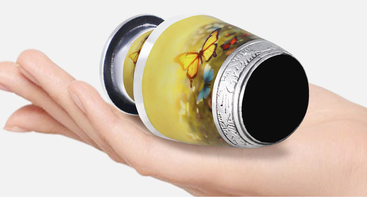 Yellow Butterfly Cremation Urn – Floral Adult Urn and Small Keepsake Urn for Human Ashes | MEILINXU — Made for Lasting Remembrance