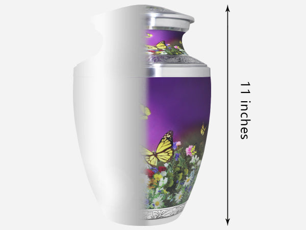 Purple Urn for Ashes – Butterfly Floral Cremation Urns, Large Adult & Small Keepsake | MEILINXU — Made with Care