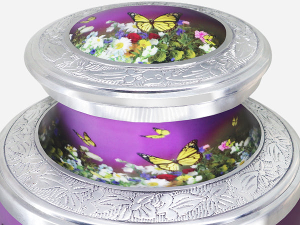 Purple Urn for Ashes – Butterfly Floral Cremation Urns, Large Adult & Small Keepsake | MEILINXU — Secure and Considered Design