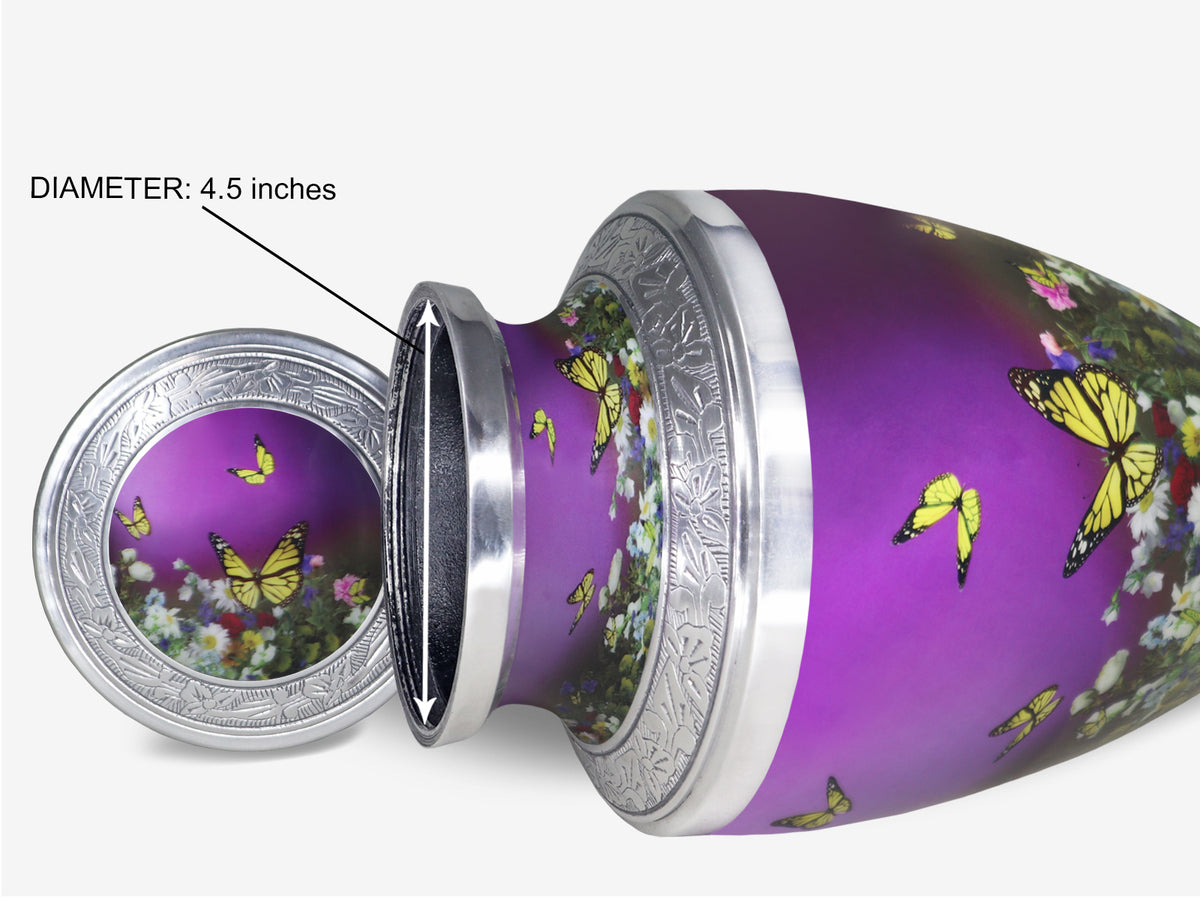 Purple Urn for Ashes – Butterfly Floral Cremation Urns, Large Adult & Small Keepsake | MEILINXU — A Personal Memorial