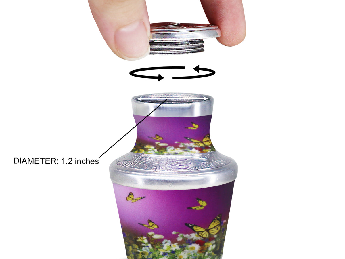 Purple Urn for Ashes – Butterfly Floral Cremation Urns, Large Adult & Small Keepsake | MEILINXU — Made with Care