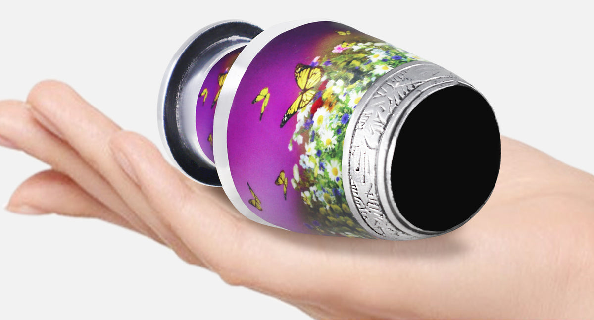 Purple Urn for Ashes – Butterfly Floral Cremation Urns, Large Adult & Small Keepsake | MEILINXU — Made for Lasting Remembrance