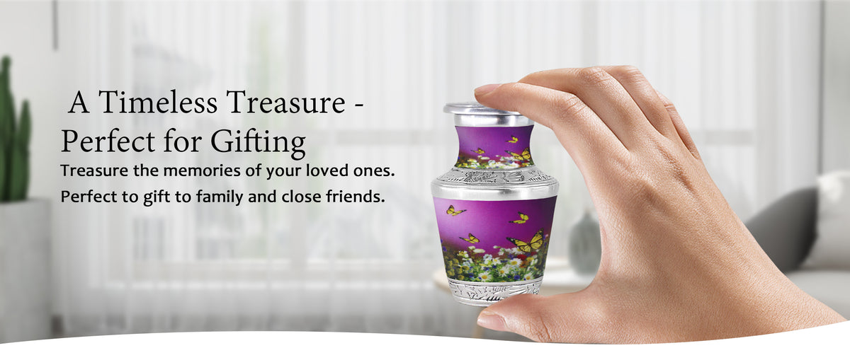 Purple Urn for Ashes – Butterfly Floral Cremation Urns, Large Adult & Small Keepsake | MEILINXU — A Personal Memorial