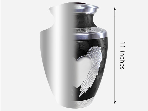 Heart Urn for Ashes – Angel Wings Adult Cremation Urn for Human Ashes in Black or Pink | MEILINXU — Made with Care