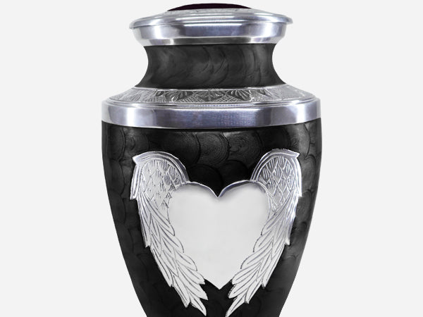 Heart Urn for Ashes – Angel Wings Adult Cremation Urn for Human Ashes in Black or Pink | MEILINXU — Distinctive Memorial Artwork