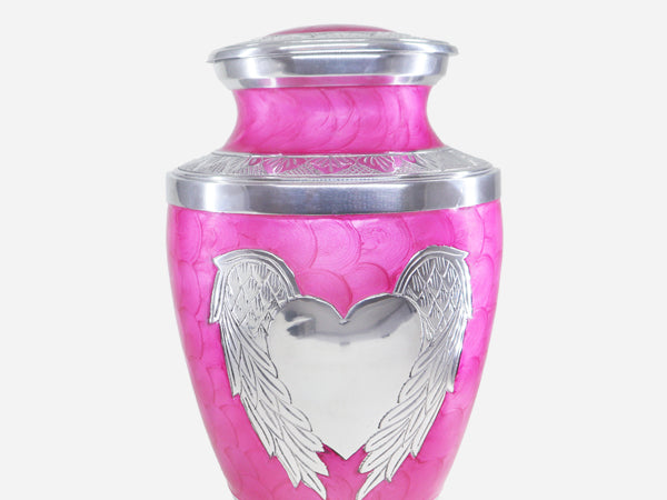 Heart Urn for Ashes – Angel Wings Adult Cremation Urn for Human Ashes in Black or Pink | MEILINXU — Distinctive Memorial Artwork