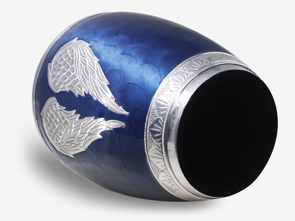Urns with Angel Wings – Engraved Silver Large Adult Urns for Human Ashes, Blue or Purple | MEILINXU — Made for Lasting Remembrance