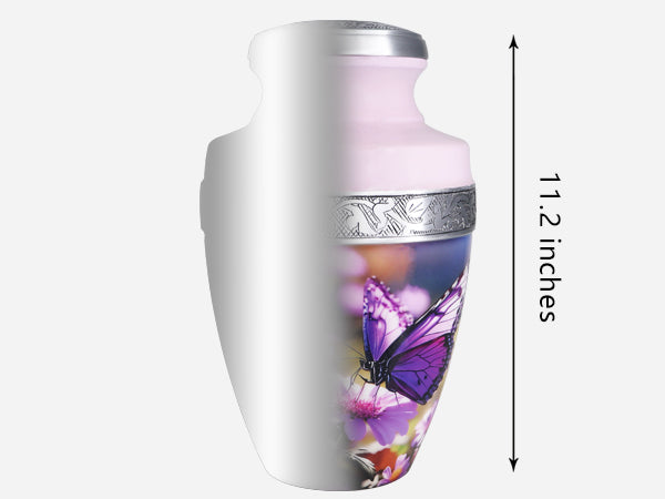 Purple Floral Urn for Ashes – Butterfly Large Adult & Tiny Keepsake for Human Ashes | MEILINXU — Made with Care
