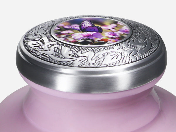 Purple Floral Urn for Ashes – Butterfly Large Adult & Tiny Keepsake for Human Ashes | MEILINXU — Secure and Considered Design