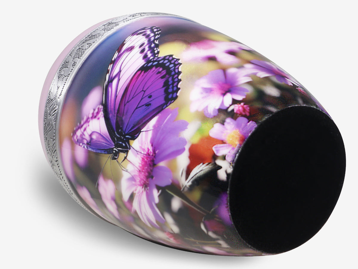 Purple Floral Urn for Ashes – Butterfly Large Adult & Tiny Keepsake for Human Ashes | MEILINXU — Made for Lasting Remembrance