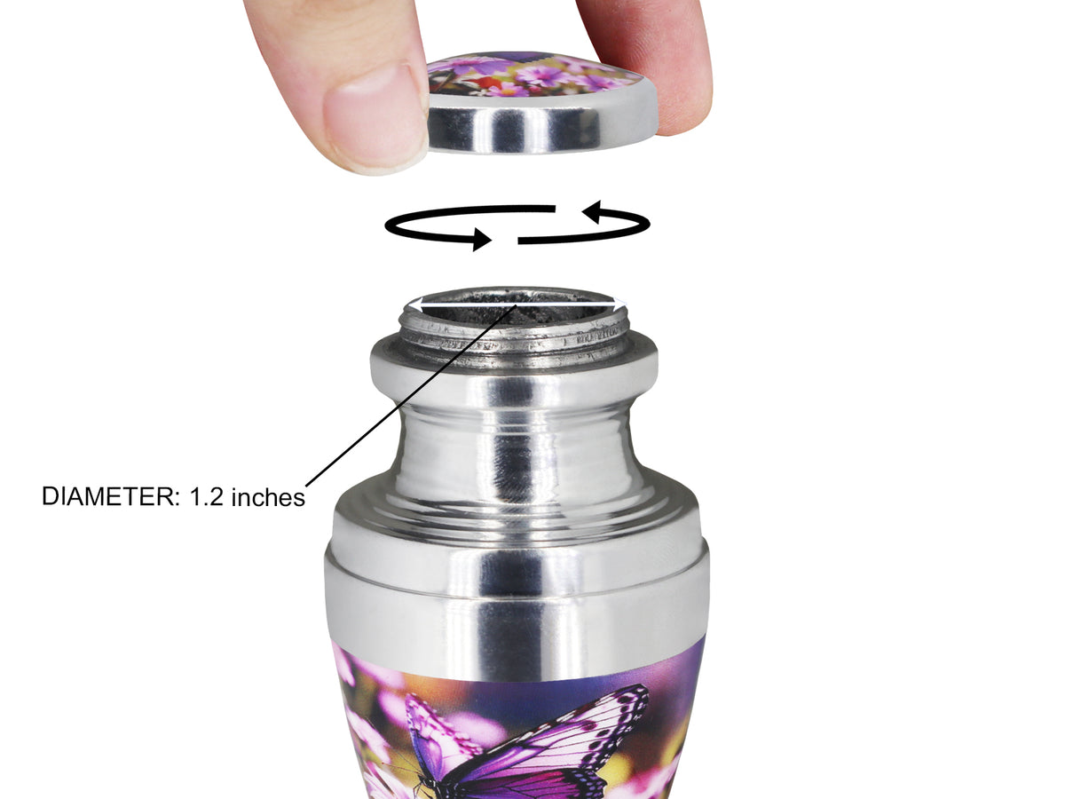 Purple Floral Urn for Ashes – Butterfly Large Adult & Tiny Keepsake for Human Ashes | MEILINXU — Made with Care
