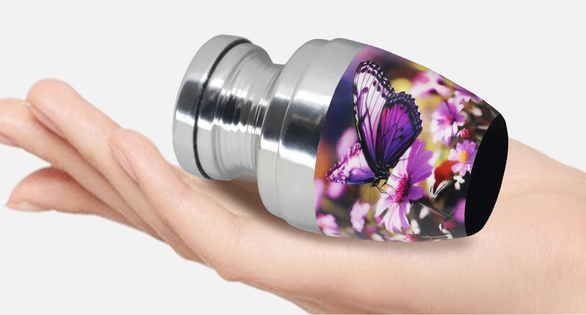 Purple Floral Urn for Ashes – Butterfly Large Adult & Tiny Keepsake for Human Ashes | MEILINXU — Made for Lasting Remembrance