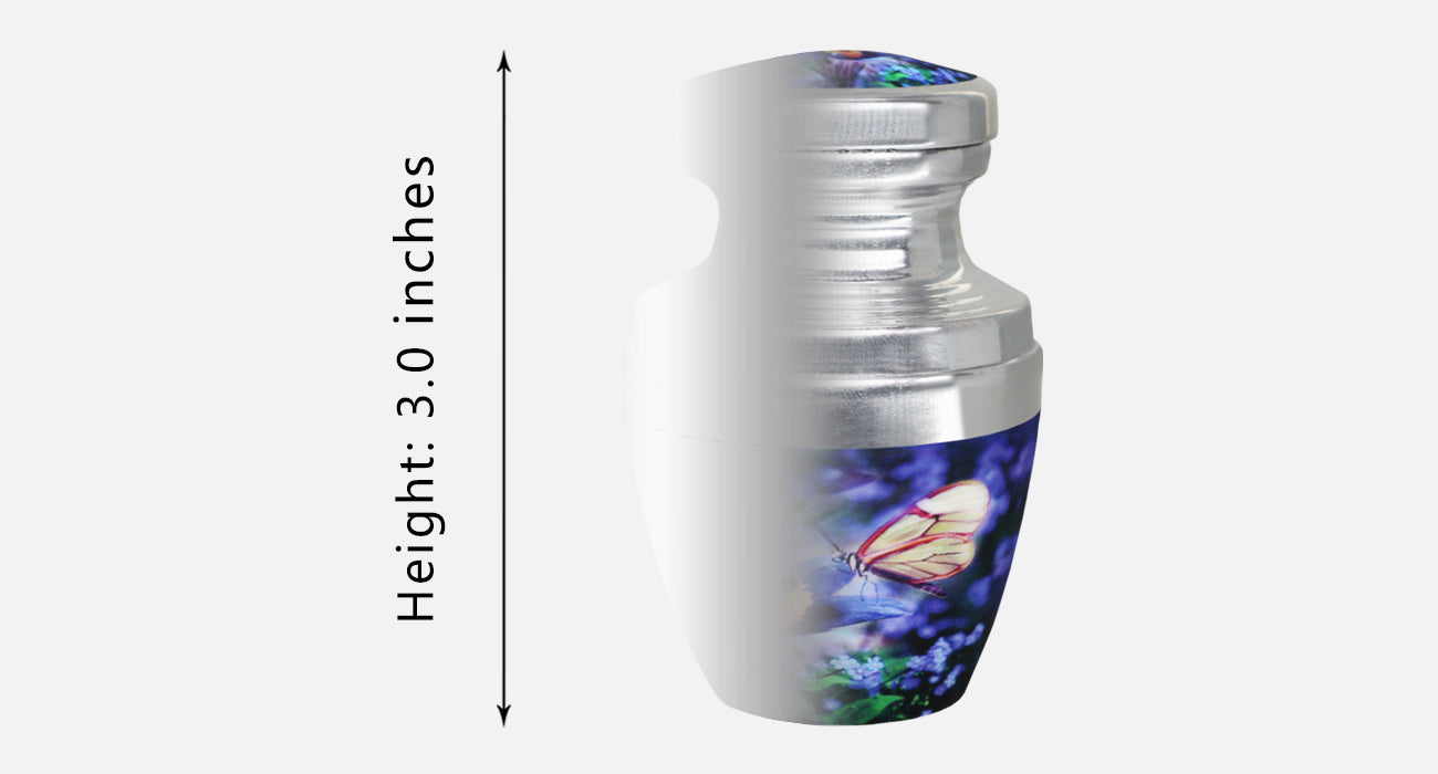 Blue Butterfly Floral Urn for Ashes – Large Adult and Mini Keepsake for Human Ashes | MEILINXU — Secure and Considered Design