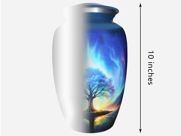Northern Lights Urn – Blue Tree of Life Cremation Urns for Adults, Large Urn or Small Urn | MEILINXU — Made with Care